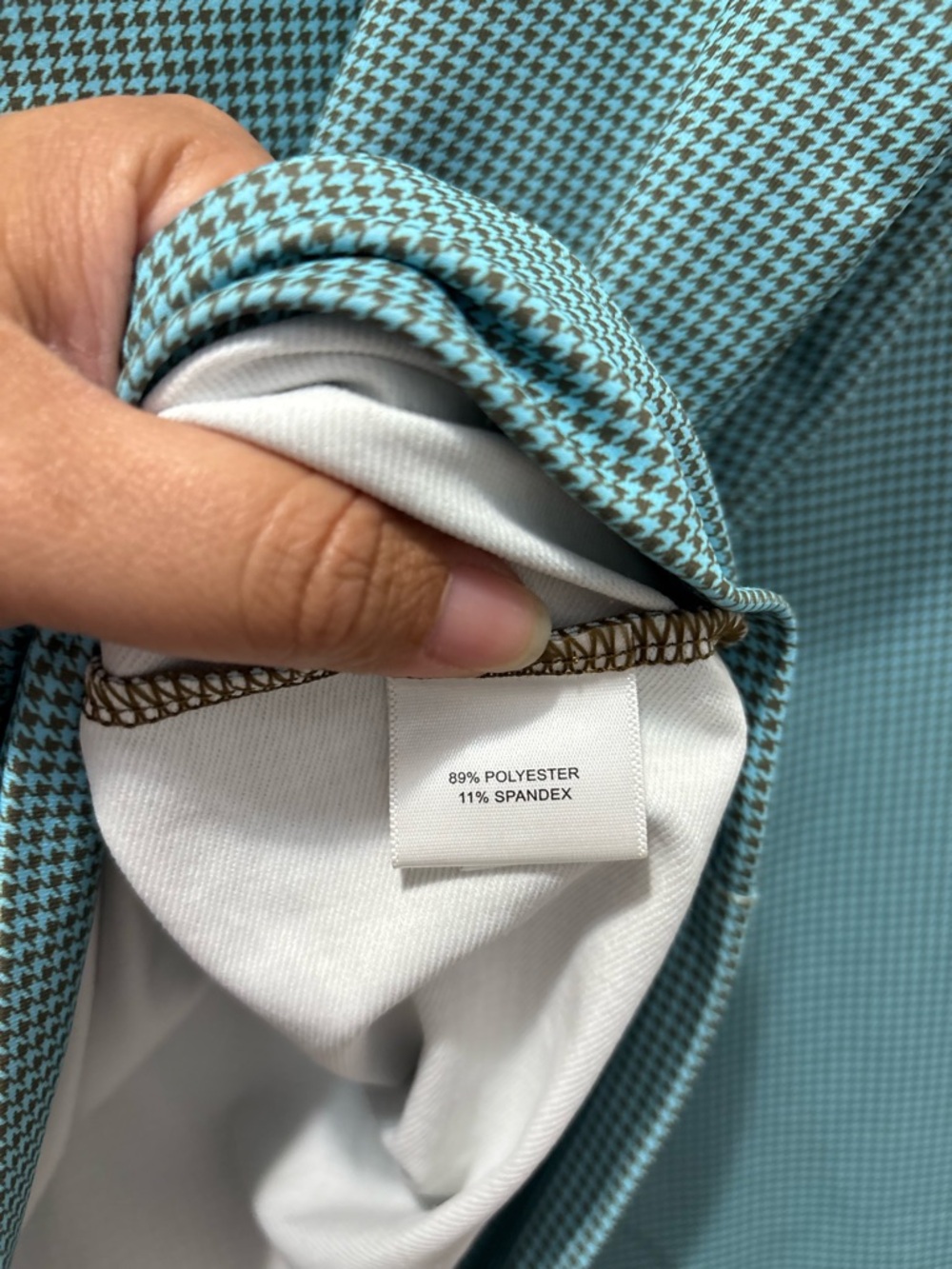 Peter Millar Teal Houndstooth Performance Wicking Quarter Zip Size Large - Picture 3 of 5